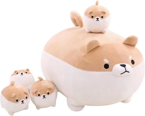 Miniatura 8 de TOYSYM - Almohada de foca gordita de peluche linda con 4 peluches bebés en su barriga, juguete de animales de algodón suave para regalos para niños
