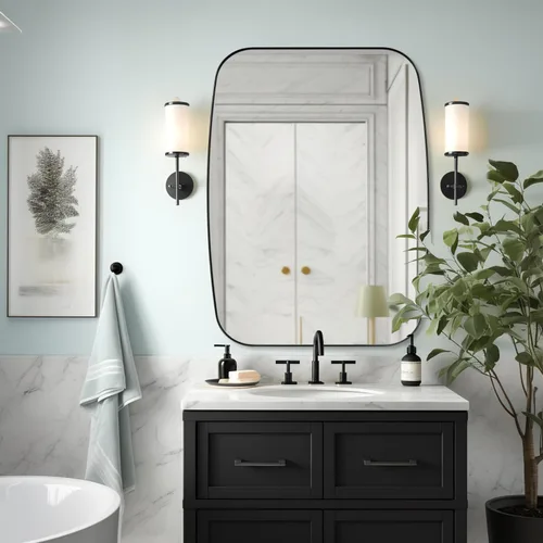 Miniatura 31 de ANDY STAR - Espejos ovalados negros para baño, espejo grande de 24x36 pulgadas con marco de metal negro mate oblongo para pared, espejo moderno