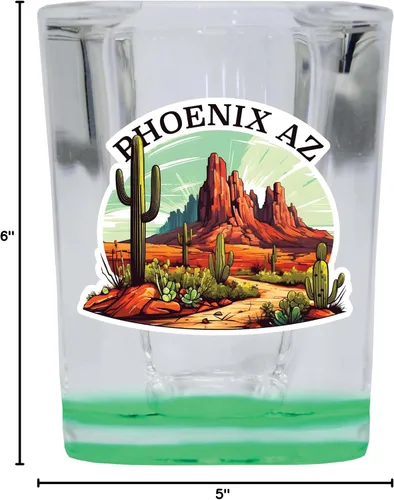 Miniatura 3 de Phoenix Arizona Design A Souvenir Destination - Vaso de chupito cuadrado de 2.5 onzas Claro Individual