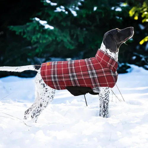 Miniatura 6 de Kuoser - Abrigo rojo para perro, abrigo de invierno a cuadros, impermeable, reversible, S-XS