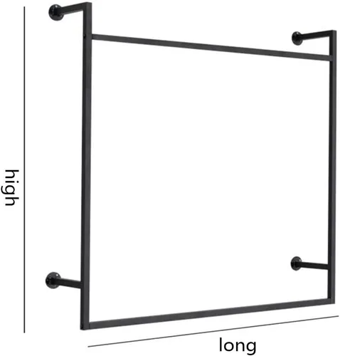 Miniatura 5 de zktoermn Perchero de ropa montado en la pared, estante industrial de metal para ropa, estante de doble barra para colgar ropa, estante de tubería
