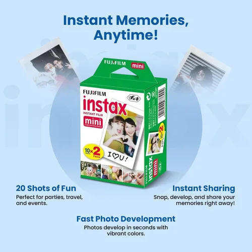 Miniatura 4 de Fujifilm Película instantánea Instax Mini, 40 disparos (10 hojas x 4) – Captura recuerdos en cualquier momento y en cualquier lugar + paño
