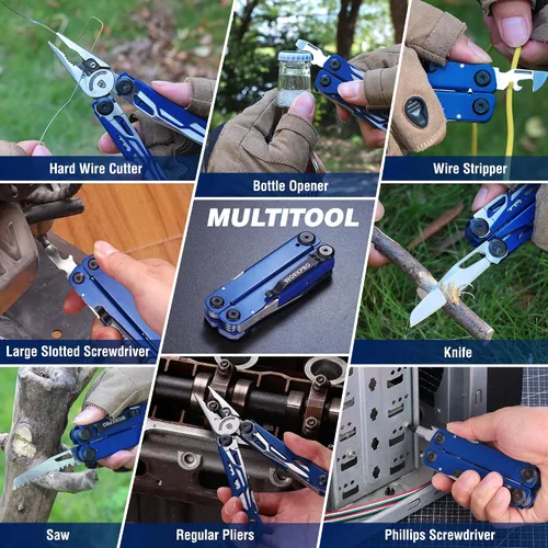 Miniatura 6 de WORKPRO Mutitool 24 en 1, alicates multiherramienta de acero inoxidable con navaja de bolsillo y destornilladores, multiherramienta EDC