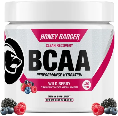 Miniatura 6 de Honey Badger BCAA + EAA Aminoácidos en polvo, BCAA + L-Glutamina, Keto, vegano, sin azúcar para hombres y mujeres, mezcla de bebida de hidratación