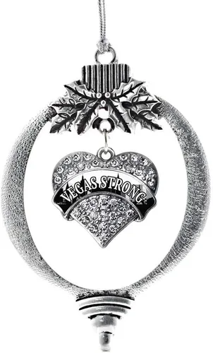 Miniatura 19 de Inspired Silver - Red Merry - Adorno de Navidad plateado - Adorno de árbol de Navidad con dije de corazón con circonita cúbica - Decoración colgante