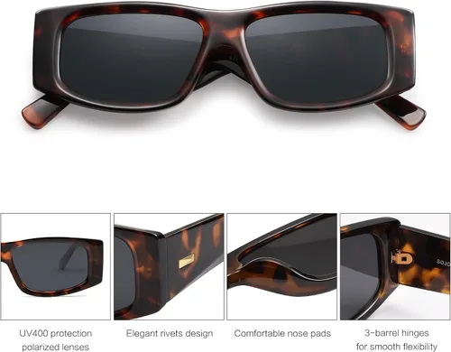 Miniatura 20 de SOJOS Gafas de sol polarizadas rectangulares Y2K de moda para mujeres y hombres, gafas de sol rave de diseñador de moda SJ2228