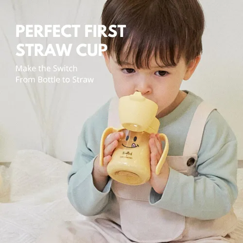 Miniatura 2 de GROSMIMI x KNOTTED Vaso con Tapa Abatible para Sorber a Prueba de Derrames, PPSU, sin BPA, popote de etapa 2 para niños pequeños (Sonrisa 6 onzas)