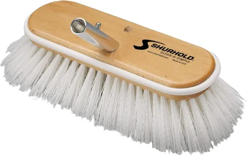 Miniatura 14 de Shurhold Classic 10” Stiff Bristle Deck Brush – Boat Cleaning Brush with Wood Block, Rubber Bumper & Polypropylene Bristles