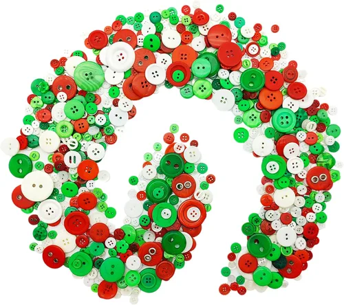 Miniatura 3 de 600-700Pcs Botones de Navidad para manualidades, surtidos en rojo, blanco y verde, botones de Navidad para costura, manualidades, decoración DIY