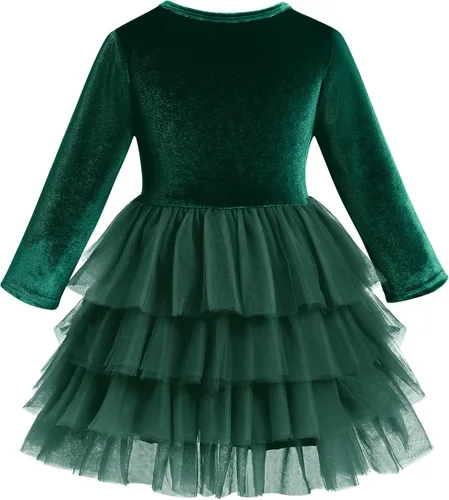 Miniatura 105 de IDOPIP Vestido tutú de terciopelo para niñas pequeñas, vestido de manga larga para princesa, Navidad, cumpleaños, fiesta, boda, vestidos de otoño e