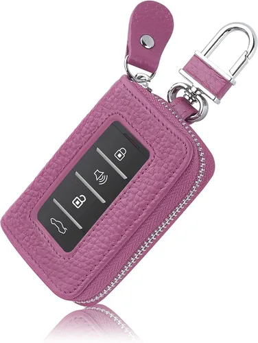 Miniatura 9 de Funda para Llavero de Coche para Reemplazar Funda Antigua, Funda para Llave de Coche de Cuero Genuino con Anillo para Llaves y Llavero (Negro)