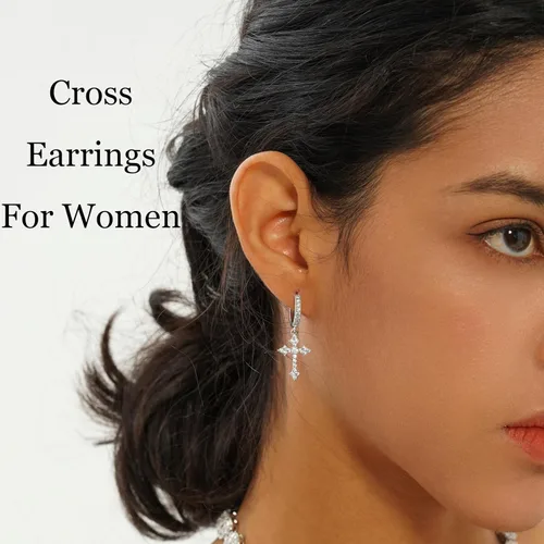 Miniatura 3 de JINAO Aretes colgantes chapados en oro de 14 quilates con circonita cúbica 5A+, hipoalergénicos, de plata de ley, para hombres y mujeres