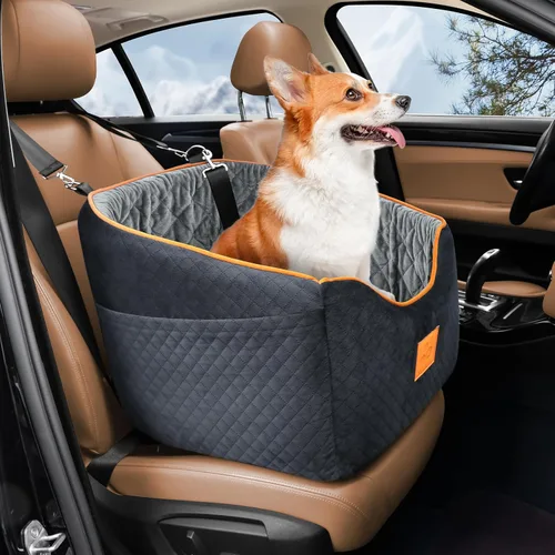 Miniatura 11 de XIEEAOZEE Asiento de automóvil para perros pequeños, asiento elevado de espuma viscoelástica para perros de hasta 35 libras, asiento elevado