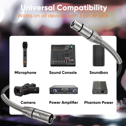 Miniatura 7 de CableCreation Cable XLR de 10 pies, cable de micrófono macho a hembra, cable de micrófono XLR trenzado de nailon equilibrado resistente, compatible