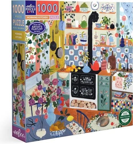 Miniatura 15 de eeBoo Rompecabezas de cocina de lavanda de 1000 piezas, rompecabezas cuadrado para adultos con referencia de imagen, piezas brillantes y duraderas