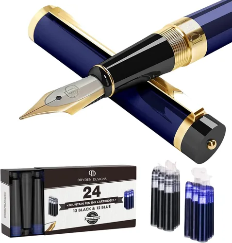 Miniatura 13 de Pluma estilográfica Dryden Luxury, clásica y moderna, de colección ejecutiva y vintage, idea de regalo de negocios y para la caligrafía, Azul