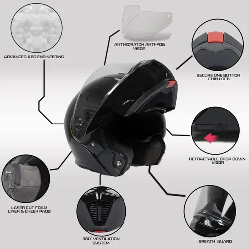 Miniatura 2 de Milwaukee Helmets Avanzados cascos modulares de motocicleta de cara completa para motorista con visera desplegable - XS