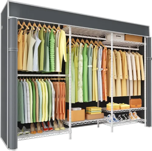 Miniatura 10 de Ulif E13C Sistema Organizador de Armario de Servicio Pesado, Estantes de Ropa Independientes para Colgar Ropa, Perchero Ajustable de 63" An x 16" Pr