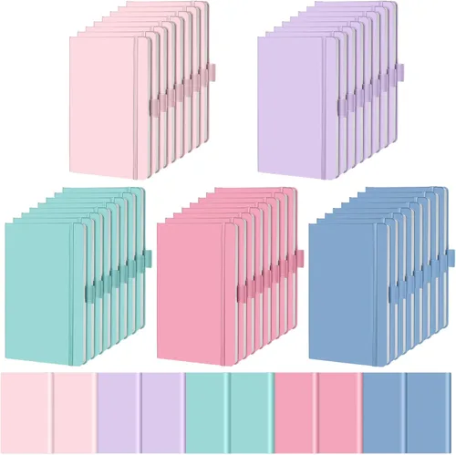 Miniatura 20 de Laumoi Paquete de 40 cuadernos de bolsillo, tamaño A6, mini diario de tapa dura, cuadernos forrados de cuero PU de 3.5 x 5.5 pulgadas, bloc de notas