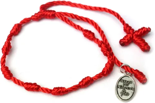 Miniatura 4 de Pulsera de San Judas con rosario pequeño, con medalla de San Judas, color rojo