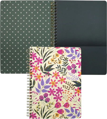 Miniatura 15 de Steel Mill & Co - Cuaderno de espiral mini lindo, 8.25" x 6.25", diario con tapa dura y 160 páginas forradas, diseño floral naranja Anaranjado floral