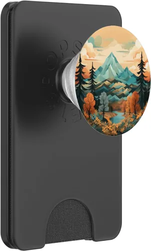 Miniatura 7 de PopSockets PopGrip estándar con diseño de montañas florales y paisajes bohemios