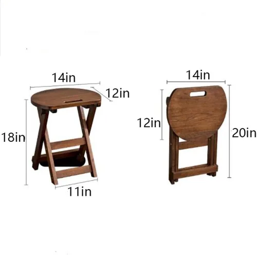 Miniatura 3 de Taburete plegable de 24 pulgadas, taburete de madera para mostrador de madera, taburetes de bar altos de bambú portátiles con asa, silla plegable