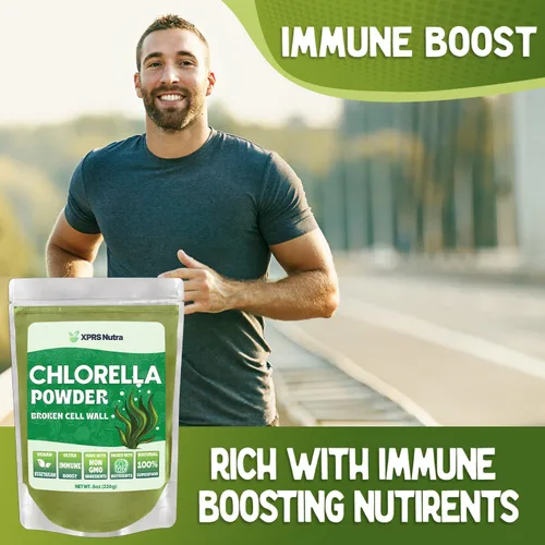 Miniatura 4 de XPRS Nutra Chlorella Powder - Polvo de clorofila de pared celular rota - Clorella para la inmunidad - Proteína completa vegana (8 onzas)