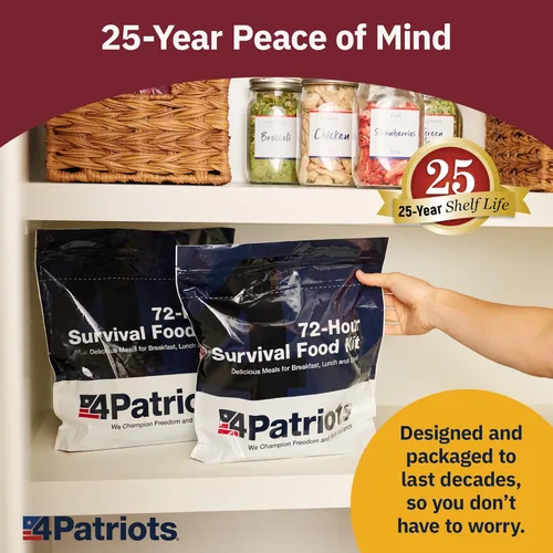 Miniatura 5 de 4Patriots suministro de alimentos para emergencias, kit de supervivencia para 72 horas, vida útil de 25 años, 16 porciones