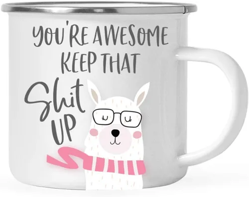 Miniatura 25 de Andaz Press Taza de café de acero inoxidable con temática de alpaca de 11 onzas, regalo de broma, colorido gráfico de llama bohemio, 1 paquete, taza