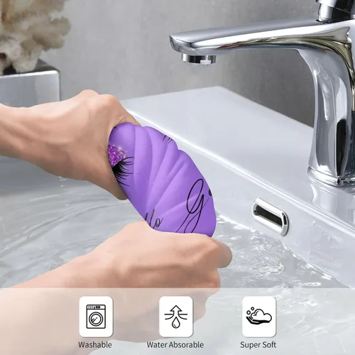 Miniatura 3 de Hello Gorgeous - Juego de 2 toallas de mano decorativas para baño, hogar, hotel, spa, gimnasio, yoga, 14 x 28 pulgadas Morado