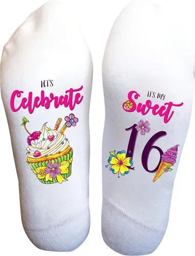 Miniatura 21 de Calcetines Divertidos Mis Quince para Niñas Adolescentes, Regalo de Quinceañera del 15º Cumpleaños, Recuerdo de Fiesta Personalizado