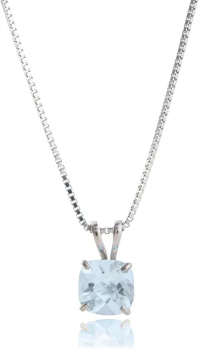 Miniatura 12 de MAX + STONE 925 Sterling Silver Cushion Cut Birthstone Necklace for Women 6mm Hypoallergenic Solitaire Necklace Gemstone Pendant Necklaces with