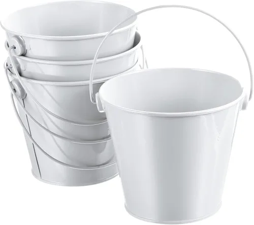 Miniatura 12 de PATIKIL Cubos de metal de colores de 4.7 pulgadas, paquete de 4 cubos para lápices, contenedores redondos de metal con asas para manualidades