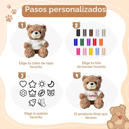 Miniatura 4 de Oso de peluche personalizado con nombre bordado personalizado, animal de peluche suave de 10/12/16 pulgadas, día de San Valentín, cumpleaños
