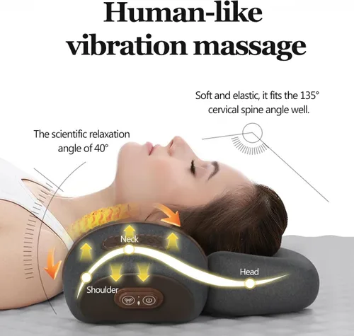 Miniatura 3 de Almohada de tracción cervical 3 en 1 para masaje, calentamiento, vibración, elevación de airbag, masaje automático, almohada de tracción cervical