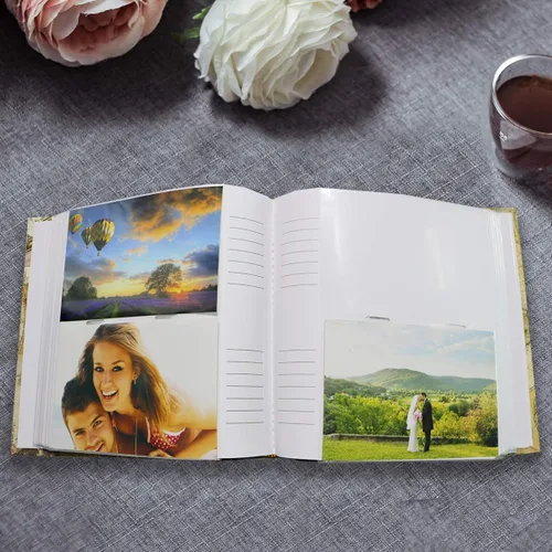 Miniatura 5 de Holoary Álbum de fotos de 4 x 6 200 fotos, 2 imágenes por página, área de escritura de notas para cada bolsillo, lomo de piel sintética y mapa