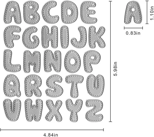 Miniatura 2 de Troqueles de corte de letras de letras de metal punteado, mayúsculas, 26 troqueles de letras para hacer tarjetas, herramienta de grabado en relieve