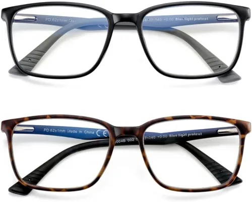Miniatura 2 de BLUEMOKY Gafas de lectura de luz azul para hombres, lectores de marco cuadrado deportivo, gafas de computadora antirreflejos C05 Negro y Tortuga