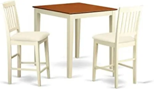 Miniatura 12 de East West Furniture VERN3-WHI-W - Juego de pub de 3 piezas de altura de mostrador para espacios pequeños contiene una mesa de comedor cuadrada y 2