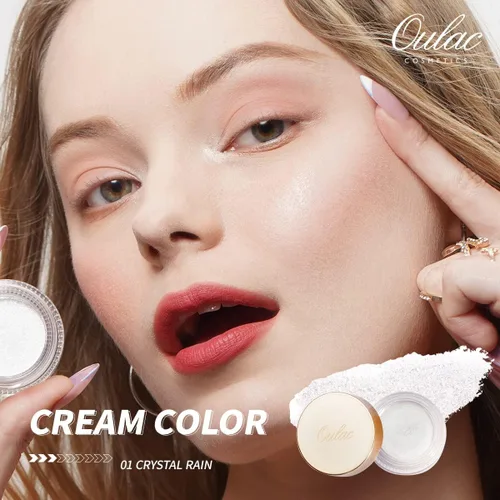 Miniatura 7 de Oulac Sombra de ojos en crema blanca brillante Iluminador a prueba de agua y sombra de ojos con purpurina de larga duración, color natural