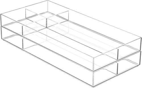 Miniatura 8 de Organizador Clarity de InterDesign para tocador, adecuado para cosméticos y productos de belleza, 8 x 12 x 2 pulgadas, transparente