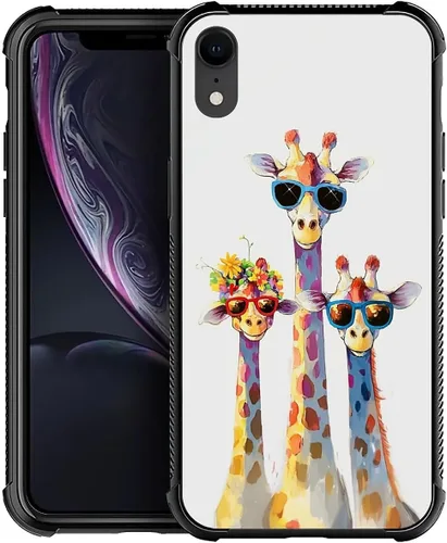 CARLOCA Funda para iPhone XR, diseño de jirafa de cristal, ultra protección, a prueba de golpes, silicona suave TPU antideslizante para iPhone XR