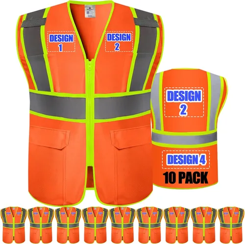 Miniatura 48 de Chaleco de seguridad personalizado BeautyWill con logotipo personalizado Clase 2, chaleco reflectante de alta visibilidad con bolsillos, ropa