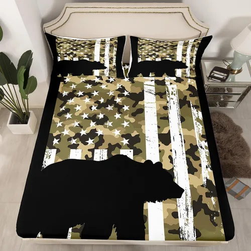 Miniatura 42 de Erosebridal Happy Camping - Sábana bajera ajustable individual para niños, diseño de animales del bosque del bosque, para bebés, niños y niñas