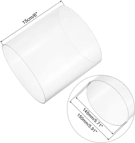 Miniatura 2 de MECCANIXITY Tubo acrílico transparente rígido redondo tubo 145 mm (5.7 ") ID 150 mm (6") OD 6" para lámparas y linternas, sistema de refrigeración