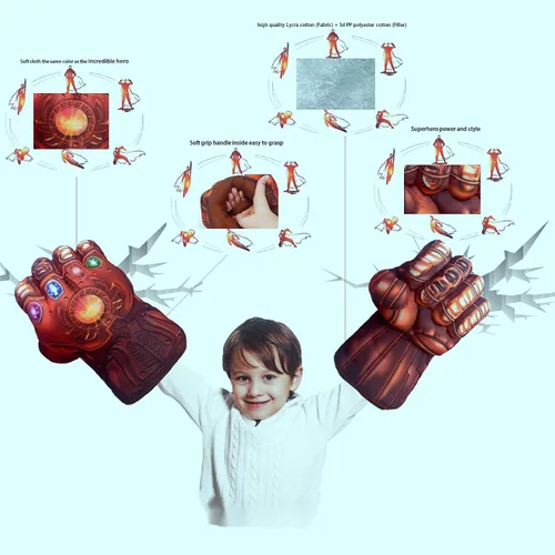 Miniatura 3 de Increíbles guantes de héroe supermanos aplastando puños cosplay disfraz de Halloween Navidad perlas marrones que brillan THA