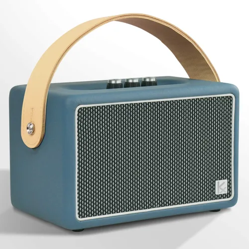 Altavoces Bluetooth Vintage, KONEX Altavoz Inalámbrico Portátil de Cuero de 40W, Reproductor de Música Bluetooth 4.2 con Graves Potentes, 20 Horas