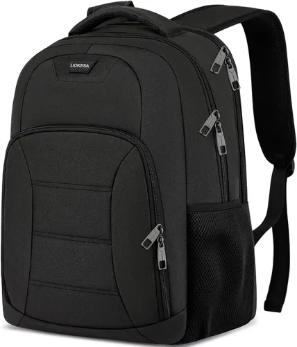 Mochila negra para laptop para hombres y mujeres, mochilas escolares para adolescentes y niñas, mochila ligera para artículos personales, bolsa de