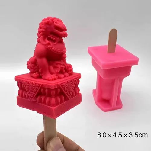 Miniatura 4 de Molde de silicona para estatua de león, moldes de hormigón, juego de 2 piezas, estilo chino, manualidades, decorativo, Fu Foo, perros, guardián
